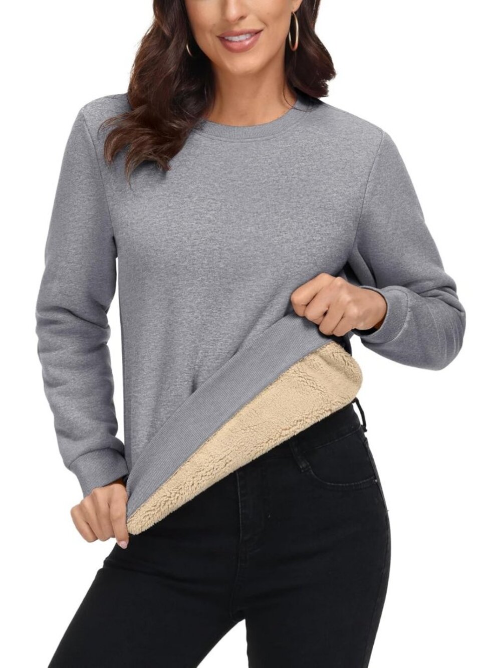 Cozy Sherpa Lined Fleece Pullover Sweatshirt for Women - Warm Winter Layering